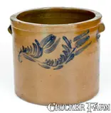 J. Swank & Co., J. SWANK & CO. / JOHNSTOWN, PA Stoneware Cake Crock with Floral Decoration