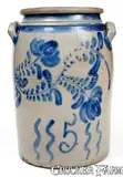 Hamilton, 5 Gal. HAMILTON / GREENSBORO Stoneware Jar w/ Profuse Cobalt Floral Decoration, circa 1860, Stoneware