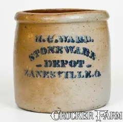 H. C. Ward Stoneware, 1 Gal. H. C. WARD / STONEWARE DEPOT / ZANESVILLE, OH Stenciled Crock, late 19th century, Stoneware