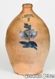 Humiston & Stockwell, Rare HUMISTON & STOCKWELL / S. AMBOY, NJ Stoneware Jug with Floral Decoration, second quarter 19th century, Stoneware