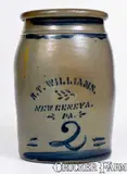 R. T. Williams, 2 Gal. R. T. WILLIAMS / NEW GENEVA, PA Stoneware Jar