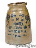 A. Conrad, A. CONRAD / NEW GENEVA, PA Stoneware Canning Jar, circa 1875, Stoneware
