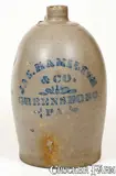 Jas. Hamilton & Co., 1 Gal. JAS. HAMILTON & CO. / GREENSBORO, PA Stoneware Jug, circa 1875, Stoneware