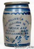 E. J. Miller & Son, Fine 1 1/2 Gal. E. J. MILLER & SON / ALEXANDRIA, VA Western PA Stenciled Stoneware Jar, circa 1875, Stoneware