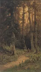 Christopher Shearer, Mother And Child on a Forest Path, 1876, Oil on Canvas