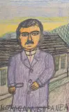 Nikifor Krynicki, PORTRET, ołówek, kredka, papier