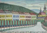 Nikifor Krynicki, WIDOK Z TUCHOWA, ołówek, akwarela, gwasz, papier