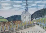 Nikifor Krynicki, KOŚCIÓŁ ŚW. JÓZEFA W MUSZYNIE, ołówek, akwarela, gwasz, papier