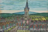 PEJZAŻ Z KOŚCIOŁEM by Nikifor Krynicki, akwarela, gwasz, papier, offered Dec 2023