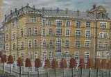 PEJZAŻ MIEJSKI by Nikifor Krynicki, ołówek, akwarela, gwasz, papier, sold Oct 2022