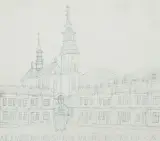 Nikifor Krynicki, ŚWIĘTY W MIEŚCIE, ołówek, papier