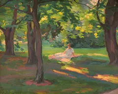 Lajos Meczner, Lumina verii, 1920, ulei pe pânză lipită pe carton