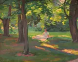 Lajos Meczner, Lumina verii, 1920, ulei pe pânză lipită pe carton