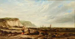 George Dodgson Callow, Fisherfolk At Low Tide, Possibly On The Isle Of Wight