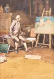 Alexander Brantingham Simpson, Three Portraits Of 18Th Century Artists At Work, Watercolour and pastel (3)