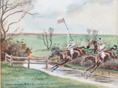 John Beer, Chandlers Brook, Warwickshire. Steeple Chase, Watercolour heightened with white