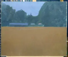 Anthony Betts, Welsh Landscape, Cader Idris, Oil on board, study of a cornfield verso Unframed