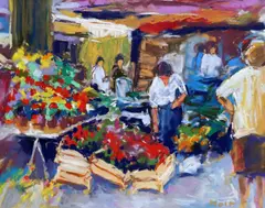 John Holt, Flower Stall, Pastel