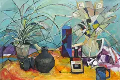 Olive Conn, Harlequinade, Oil on board