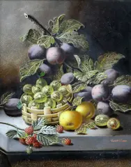 Oliver Clare, A Pair Of Still Lifes Of Fruit, Oil on board