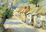 Arthur Spooner Nsa Vpnsa, A Sunny Village Street, watercolour