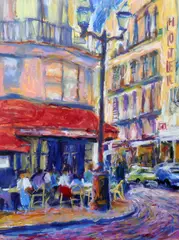 John Holt, Outside The Cafe, France, Pastel