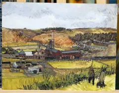 Kenneth Gribble, Northern Industrial Plant, Oil on paper laid to board, unframed
