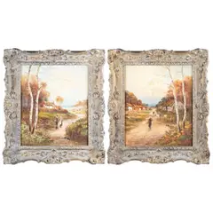 William J. Crampton, A Pair Of Country Scenes, Oil on canvas laid to board