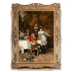 Paul Burmeister, The Dinner Party, Oil on panel