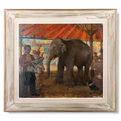 Thomas Ryan, Jumbo, A Circus Elephant, Oil on canvas Studio label verso
