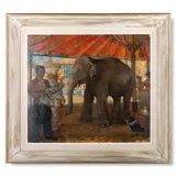 Thomas Ryan, Jumbo, A Circus Elephant, Oil on canvas Studio label verso