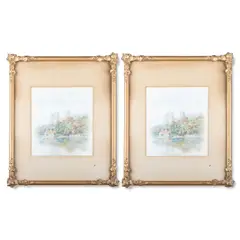 George Fall, Pair Of Cathedral Views, Watercolour