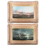 John James Wilson, Sunrise And Sunset, A Pair, Oil on canvas
