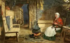 Elias Bancroft, Cottage Interior, Shetland, Watercolour