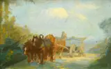 Donald Wood, Horse Drawn Cart On A Lane, Oil on board