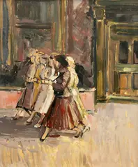 Kenneth Gribble, A Night Out, Borough Road, Middlesbrough, Oil on board