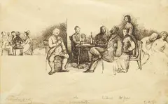 George Adolphus Storey, Country Party, Ink and wash
