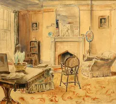 George Jackson, Sitting Room Interior View, 1948, Pencil and watercolour