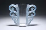 René Lalique (French, 1860-1945), A 'Beauvais' Vase, Designed 1931 by René Lalique, glass with blue staining, stencilled R, sold May 2023