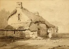 Samuel Prout, Old Cottages In Devon, pencil on wove paper
