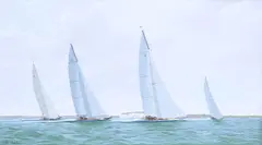 Ron Charles Mitchell, Racing Off Cowes, The Valsheda, Rainbow And Lionheart 2012, Oil on canvas