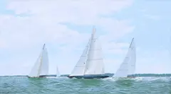 Ron Charles Mitchell, The Solent J Class Regatta 2012, Lionheart, Valsheda And Ranger, Oil on canvas