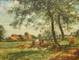Mark William Fisher, Cattle And Haystacks On Hatfield Heath, Oil on canvas
