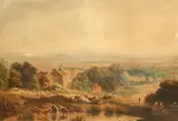 Francis Nicholson, View Of London From Greenwich Park, Watercolour over pencil, highlighted with body colour and scratching out