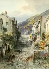 Alfred Leyman, Clovelly, Cornwall, Watercolour
