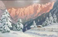 Alois Arnegger, Winter In The Mountains, Oil on canvas