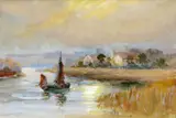 Hercules Brabazon Brabazon, Village Beside A River With Sailing Boat