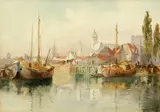 Richard Henry Wright, 'View Of The Grand Canal, Venice' And 'Bruges Canal', Watercolour