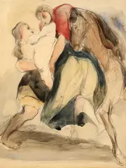 Alfred Elmore, A Group Of Riders, And Another, Watercolour Two studies