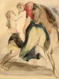 Alfred Elmore, A Group Of Riders, And Another, Watercolour Two studies